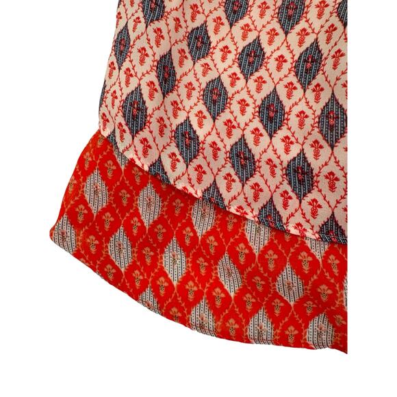 Collective Concepts Red Geometric Lined Tank Top SP Summer Flirty Feminine boho - Picture 6 of 7